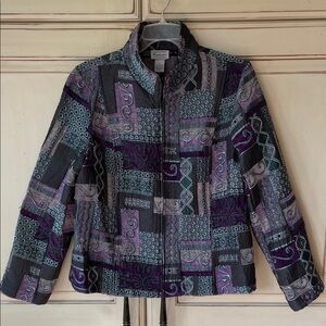 Elegant Multicolor Tapestry Patchwork zip up jacket blazer